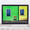 Colorland Architecture Facade Chair Windows Green Yellow Wall Art Print
