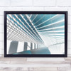 Icy Light Turquoise Ceiling White Bright Architecture Grid Wall Art Print