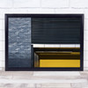 Yellow Shutter Facade Urban Pattern Bricks Lines Abstract Shapes Wall Art Print