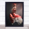 Chasing the light Underwater Red Dress Water Sea Ocean Mermaid Wall Art Print