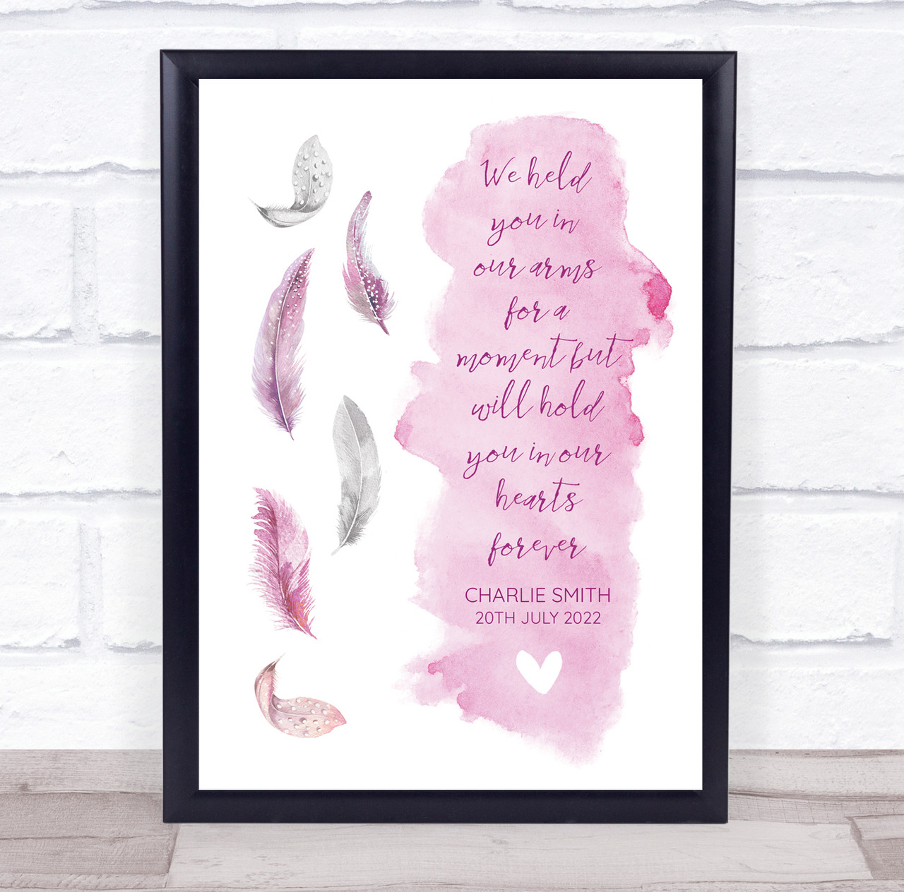 Baby Loss Miscarriage Infant Child Memorial Quote Pink Feathers
