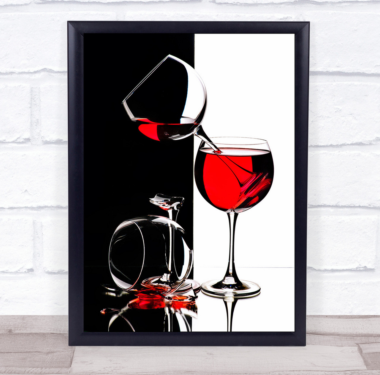 Red Still Life Brake Broken Balance Wine Glass Graphic Shard Wall Art Print  Wild Wall Art