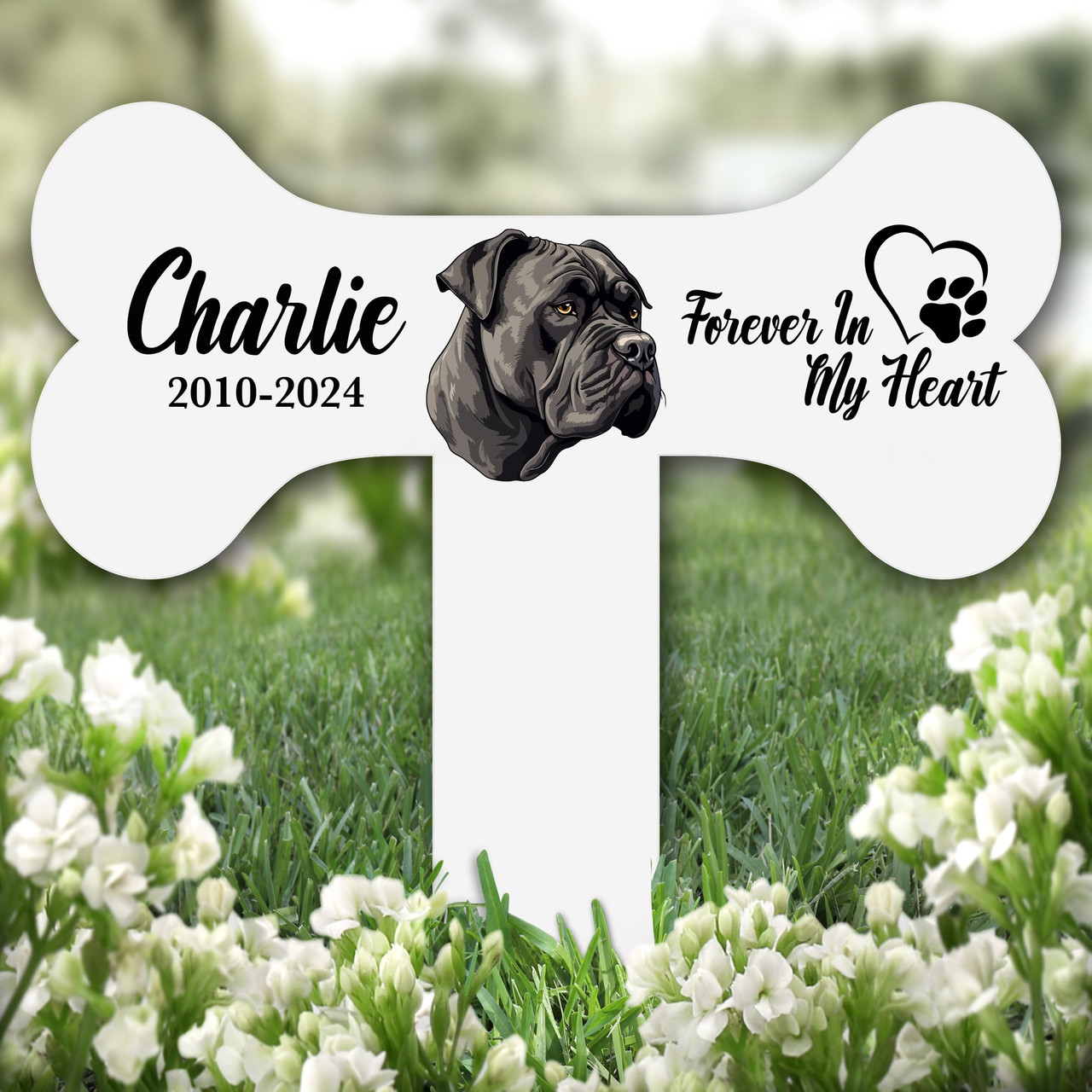 Bone Cane Corso Dog Heart Pet Remembrance Garden Plaque Grave