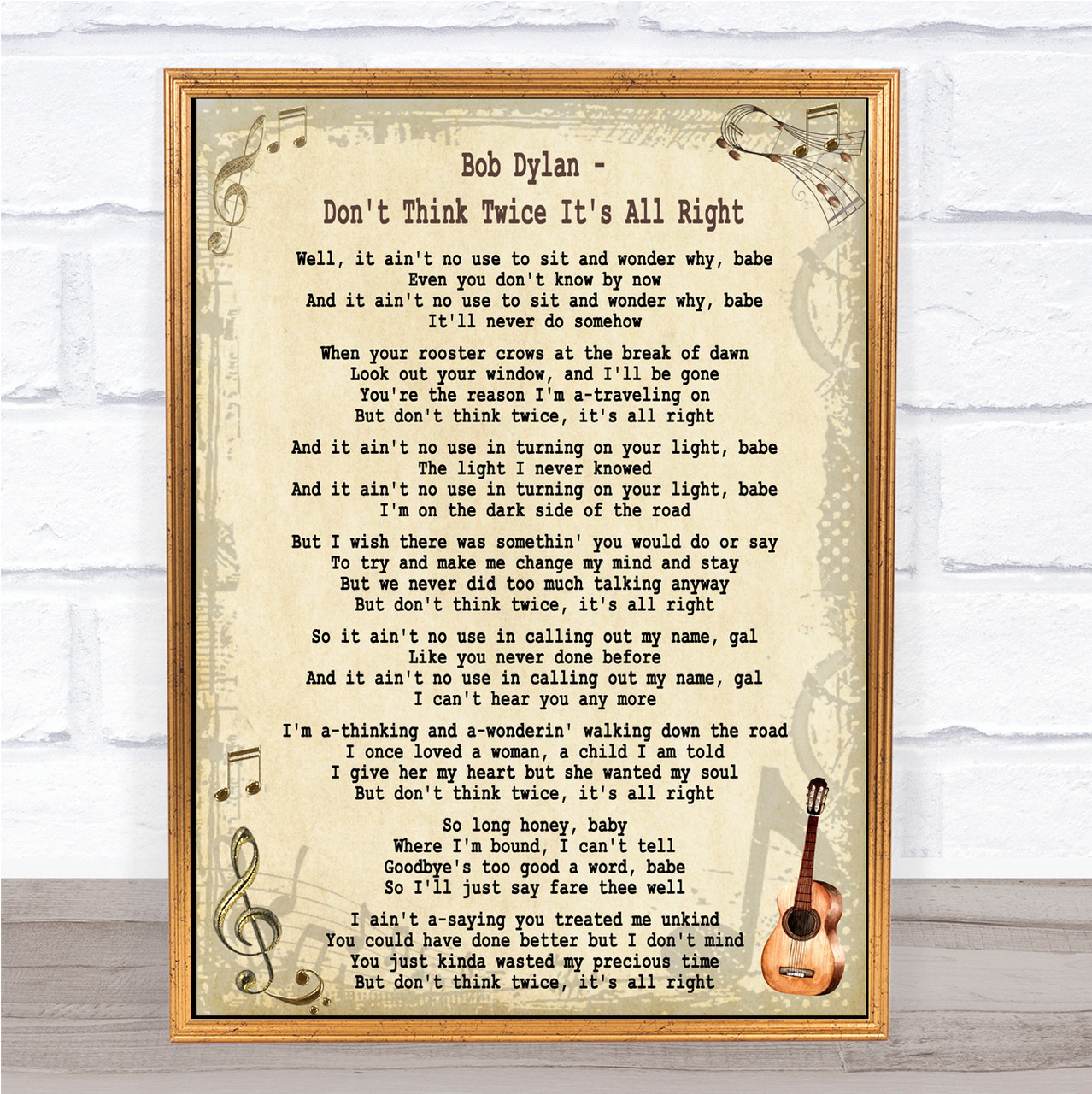 Don't Think Twice, It's Alright by B. Dylan - sheet music on MusicaNeo