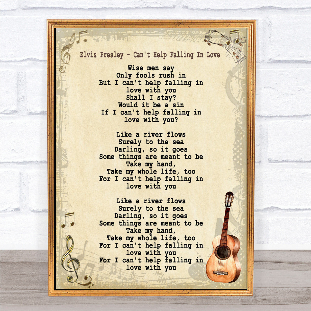 Elvis Presley Can't Help Falling in Love Music Song Lyrics Heart Art Print  Gift