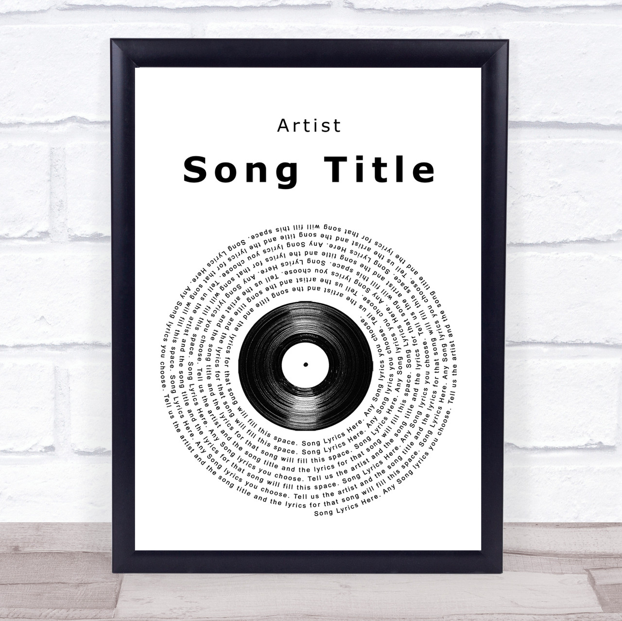 Whitney Houston One Moment in Time Black & Gold Vinyl Record Song Lyric  Print