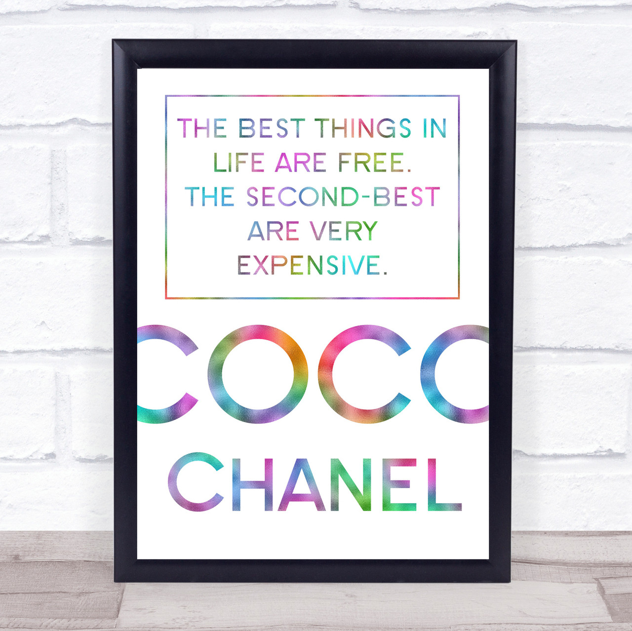 Rainbow Coco Chanel Best Things In Life Quote Wall Art Print