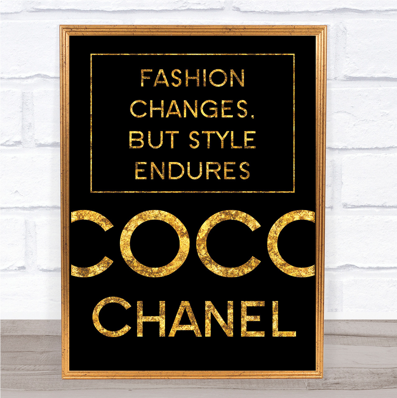 Black Gold Coco Chanel Fashion Changes Quote Wall Art Print