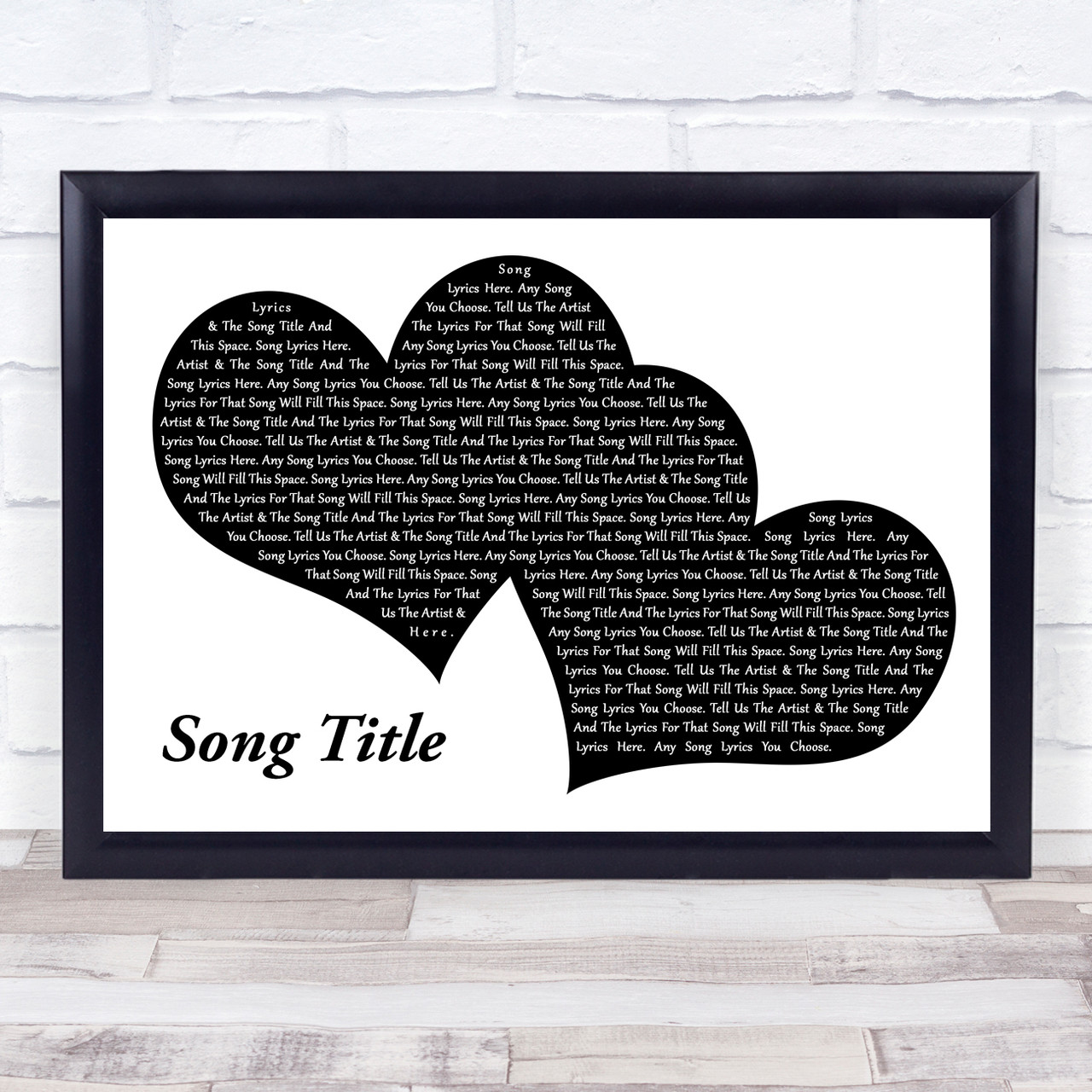 Taylor Swift Love Story Landscape Black White Two Hearts Song Lyric Print Or Any Song You Choose