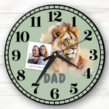 Dad Lion Photo Green Personalised Gift Personalised Clock