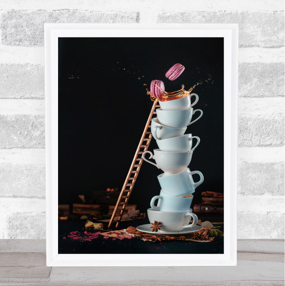 Unreachable sweets Tea Coffee Ladder Cups Mugs Biscuits Wall Art Print