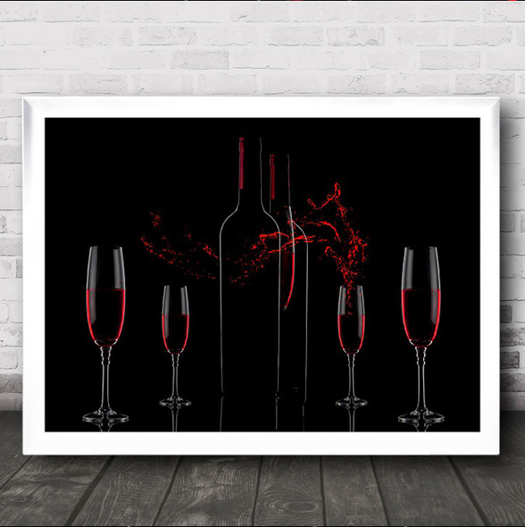 Wine Love Red Wine Glass Glasses Bottle Wall Art Print