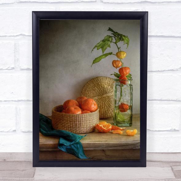 with Clementine's Oranges Table Physalis Fruit Citrus Bottle Vase Wall Art Print