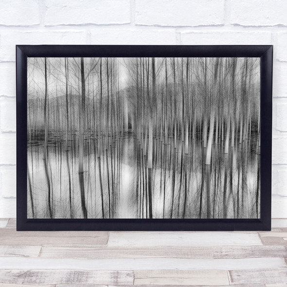 Reflections Trees Water Reflection Pattern Sketch Wall Art Print