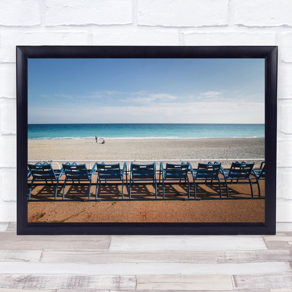 Sea Breeze Beach Ocean Chairs People Playing Play Summer Vacation Wall Art Print