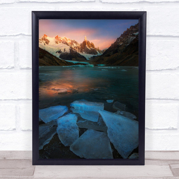 A Frozen Morning Mountains Sunrise Argentina Lake Mountain Wall Art Print