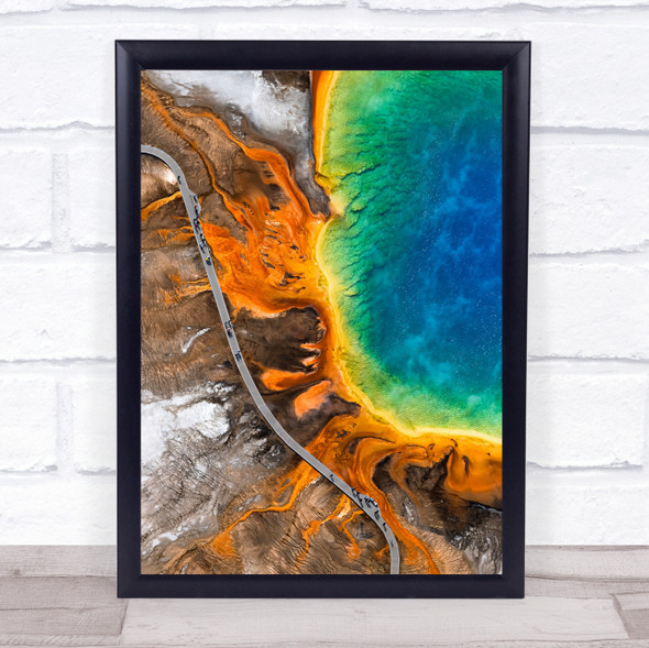 Aerial Colour Yellowstone Prismatic Volcano Water Steam People Wall Art Print