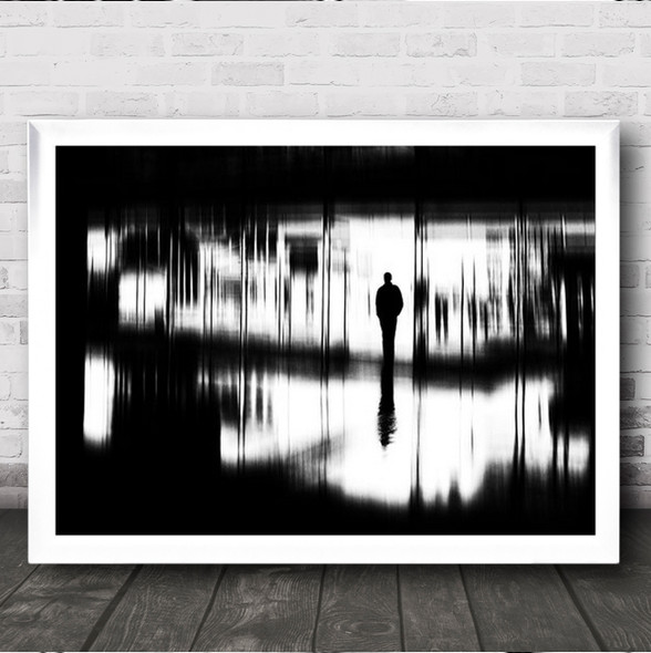 Abstract B&W Blackaamp;White Reflection Shadow Hazy Smearing Blur Wall Art Print