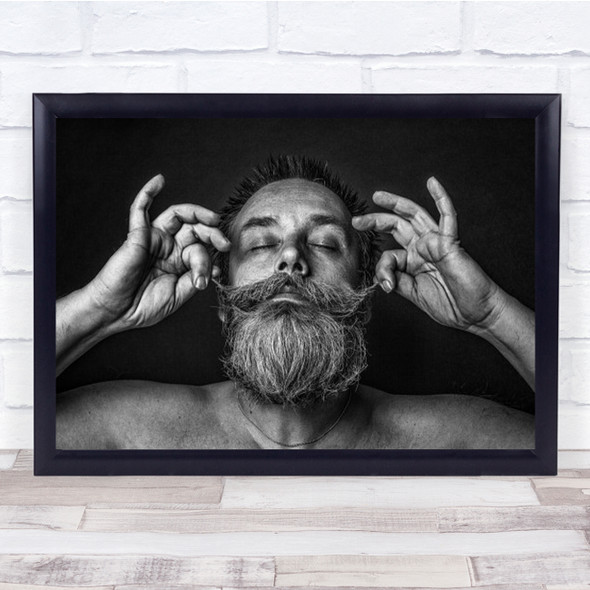 Bearded Beard Man Moustache Netherlands Portrait B&W Face Perfect Wall Art Print
