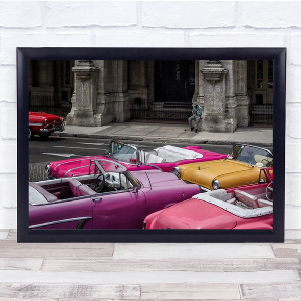 Cuban Dream Cars Old-timer Cabrio Man Driver Hotel Parking Havana Wall Art Print