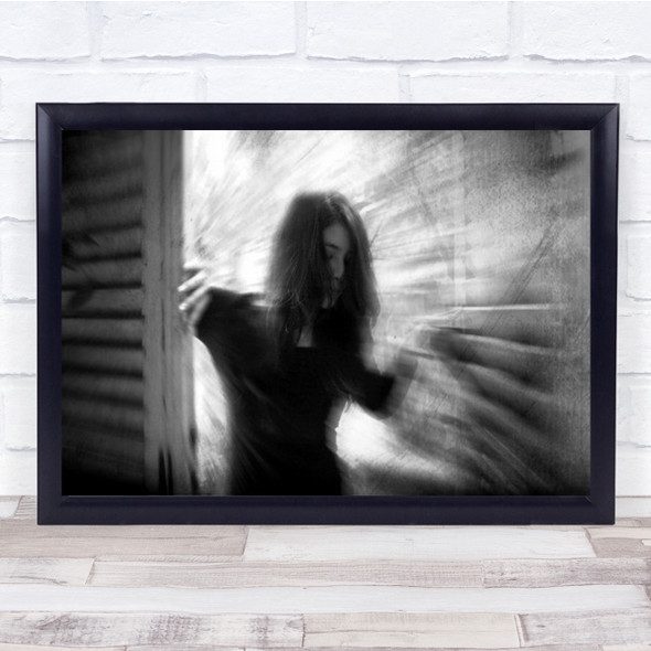 Seek The Truth Model B&W Motion Blur Blurry Portrait Woman Person Wall Art Print