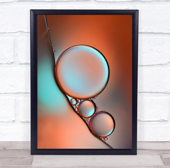 Glimmer Macro Shiny Pastel Water Oil Drops Diagonal Circle Round Wall Art Print
