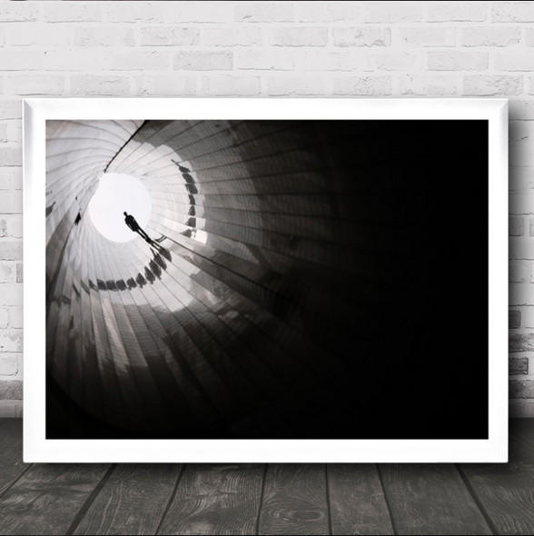 Into The Darkness Tunnel Figure Silhouette Architecture Abstract Wall Art Print
