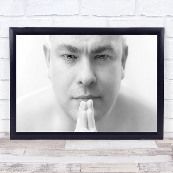 Only Human Portrait Man Half Body Eyes White B&W Blackaamp;White Wall Art Print