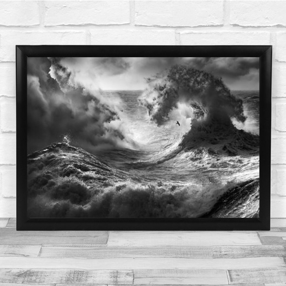 Poseidon Majesty Part 5 Sea Seascape Waves Storm Monochrome Foam Wall Art Print