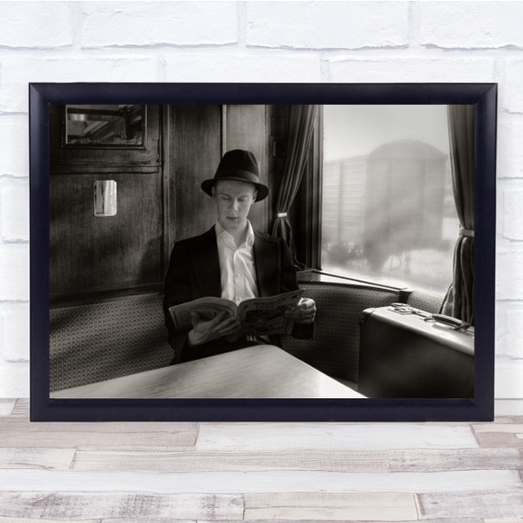 Travelling Travel Hat Reading Newspaper Traveller Suitcase Train Wall Art Print