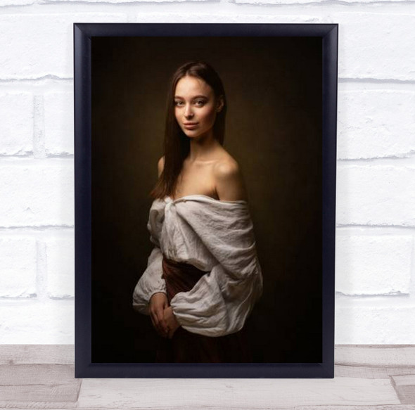 Yaroslava Woman Model Girl Face Hair Half Body Eyes Dark Low Key Wall Art Print