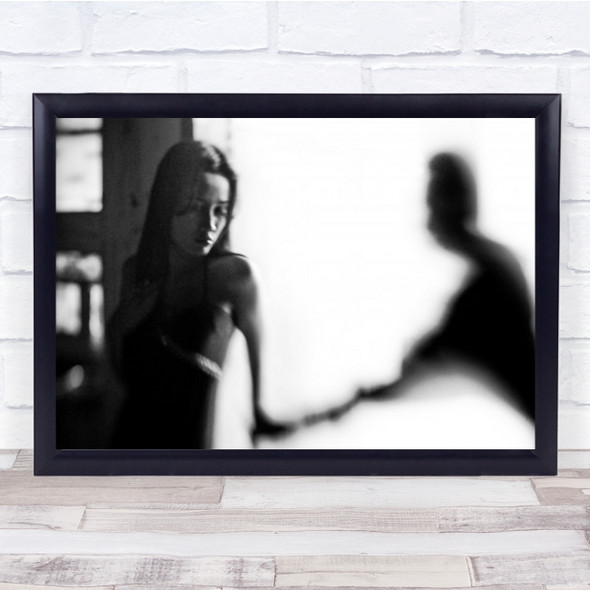 Incognito Portrait B&W Grain Grainy Silhouette Woman Girl Model Wall Art Print