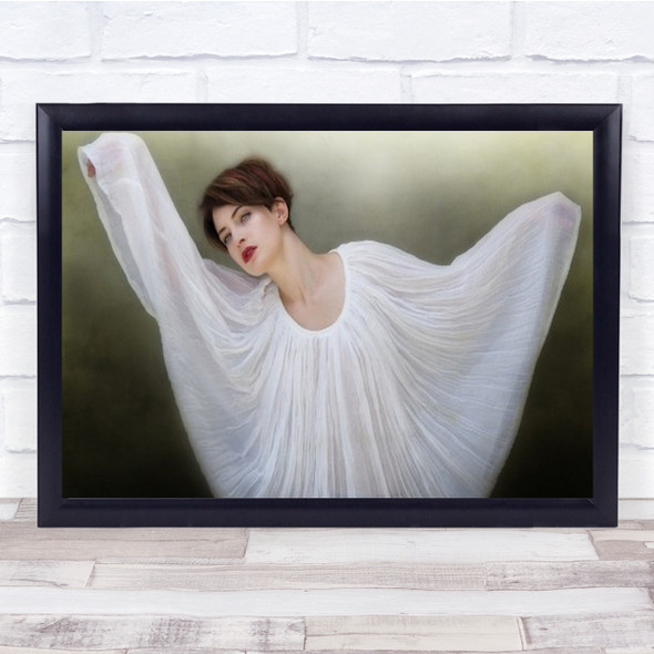 Kayt Ii Portrait Woman White Short Hair Dress Studio Hands Face Wall Art Print