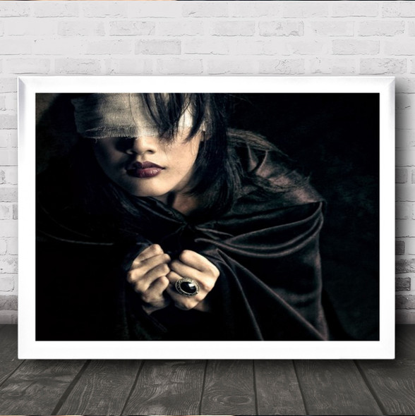 Power Blindfold Blind Blinded Ring Jewellery Cape Cloak Emotion Wall Art Print