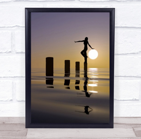 Touch My Sun Creative Edit Edited Woman Blocks Water Reflection Wall Art Print