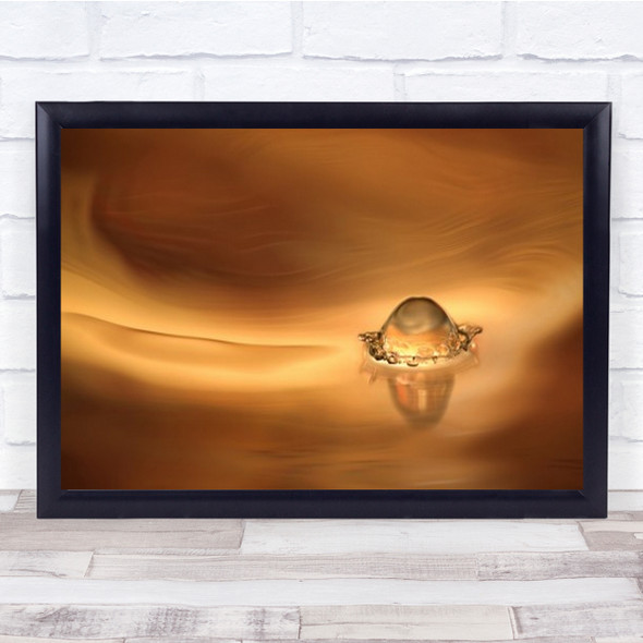 Amongst The Swirls Macro Drop Droplet Water Gold Golden Bubble Wall Art Print