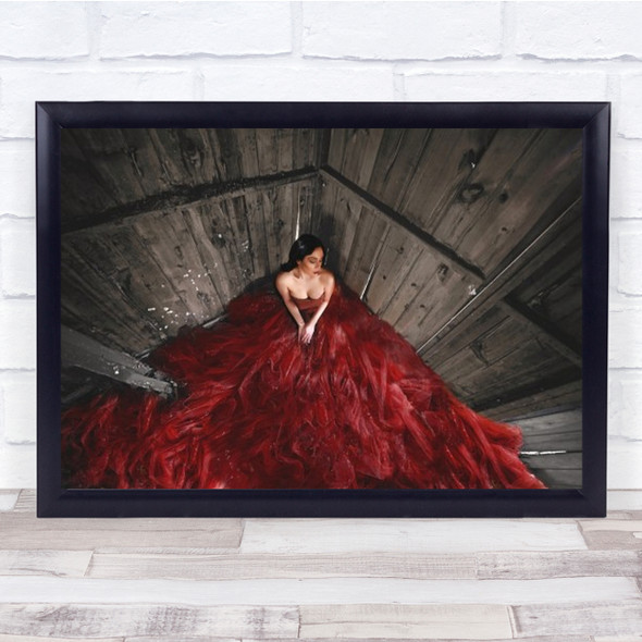 Bleeding Out Woman Dress Red House Portrait Fashion Girl Model Wall Art Print