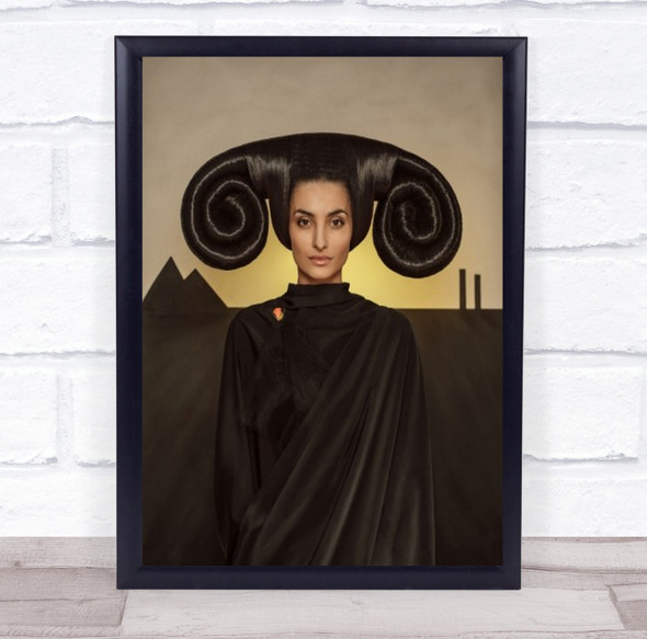 Mistress Of The Black Mountains Portrait Girl Woman Swirl Hair Wall Art Print