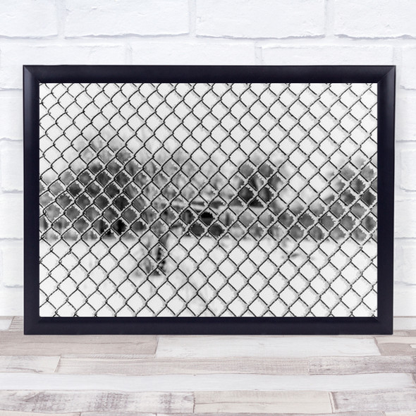 20Adc In A Frame Fence Cold Frost Frozen Snow Winter High Key Wall Art Print