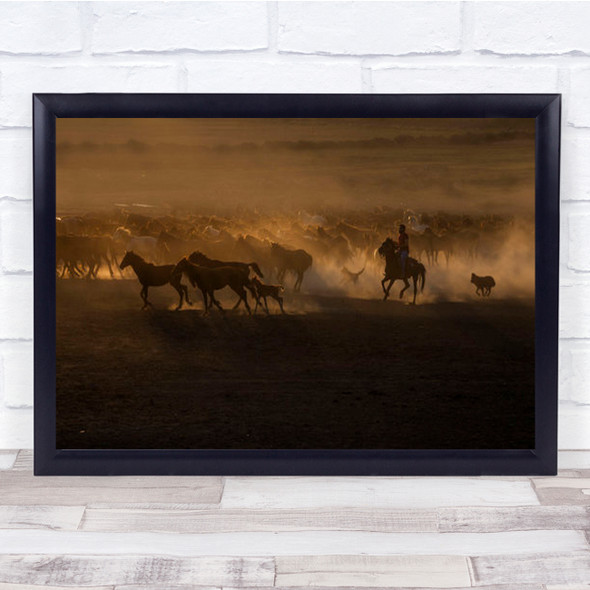 Beautiful The Country Of Horses Cowboy Rider Ride Riding Herd Wall Art Print