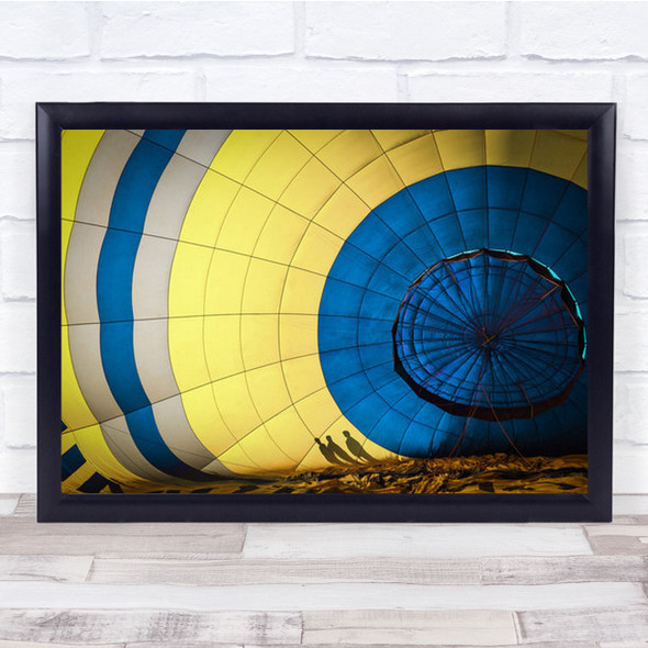 Excitement Previous To The Flight Blue Yellow Hot Air Balloon Wall Art Print