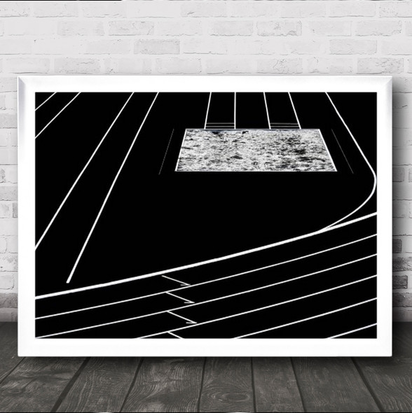 Far To The Jump Abstract Architecture Black White Lines Track Wall Art Print