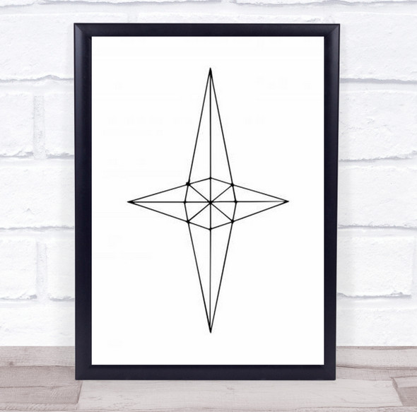Grid Star White Graphic Shapes Illustration Geometry Symmetry Wall Art Print