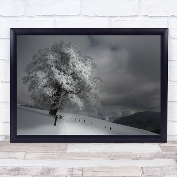 Schneeweg Winter Snow Tree Landscape Forest Rime Frost Frozen Wall Art Print