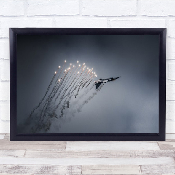 Firestarter Airshow Plane Grey Clouds Fighter Aircraft Light Wall Art Print