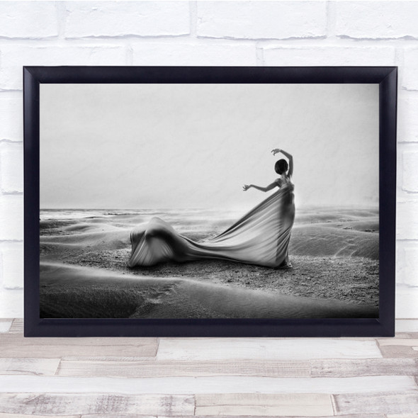 Genesis Pt3 Creative Edit Desert Sand Woman Fashion Pose B&W Wall Art Print