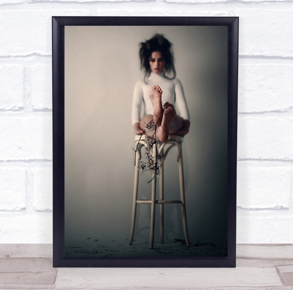 Portrait Feet Stool Foot Woman Model Sit Sitting Bokeh Chair Wall Art Print