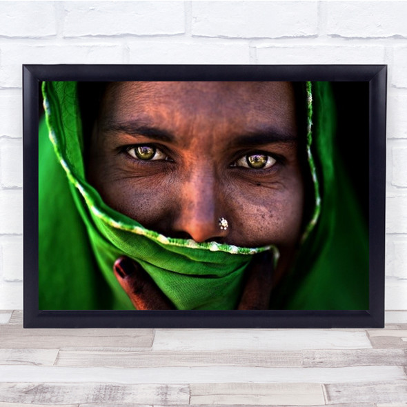 Portrait Green Eyes Documentary Scarf Cape Cloak Hide Hidden Wall Art Print