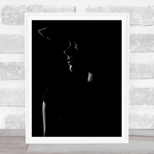 Sofie Portrait Hat Silhouette Woman B&W Dark Low Key Low-Key Wall Art Print