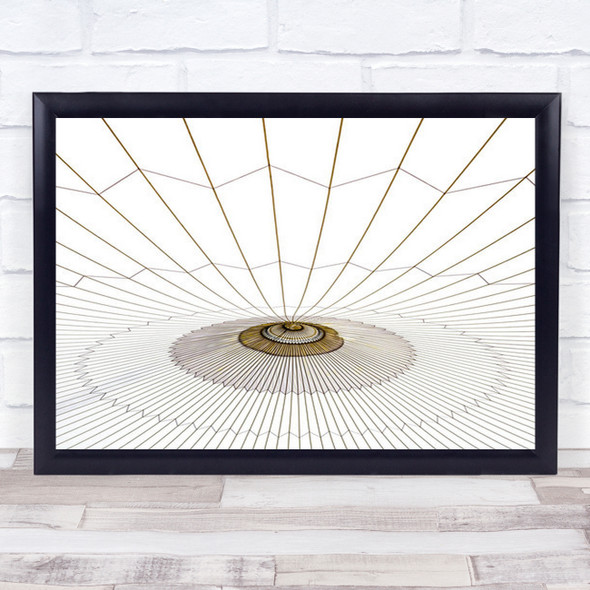 Spider Web Lines High Key High-Key Grid Gold Golden Abstract Wall Art Print